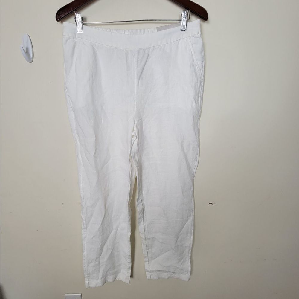 Chicos LINEN ELASTIC PULL ON STRAIGHT LEG PANT BASIC Alabaster 1R Small